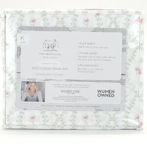 The Farmhouse Rachel Ashwell Sheet Set King 4pc Green Ditsy Floral Shabby Chic